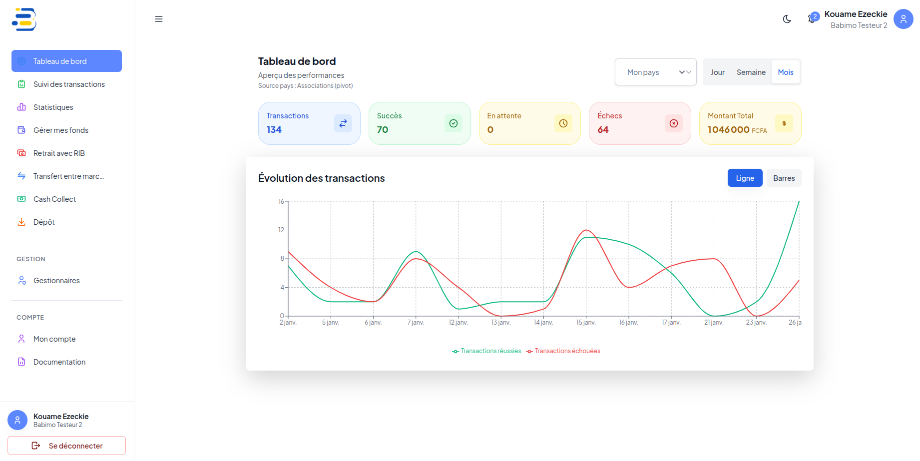 Aperçu web du dashboard Babimo